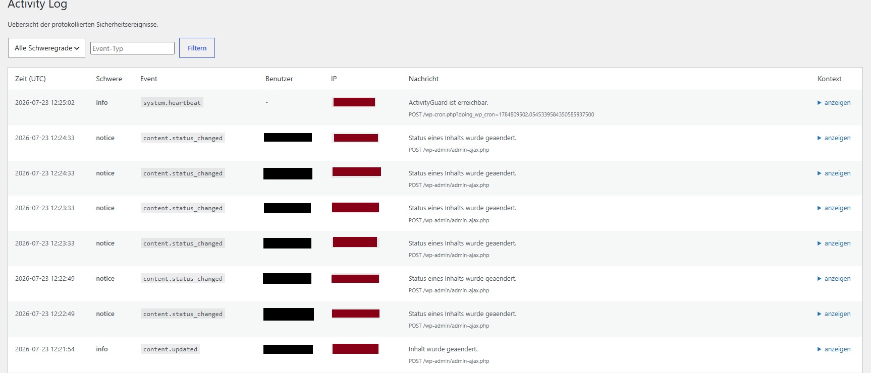 Activity Guard Activity Log