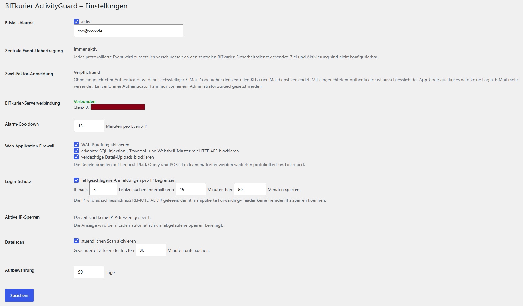 Activity Guard Sicherheitseinstellungen